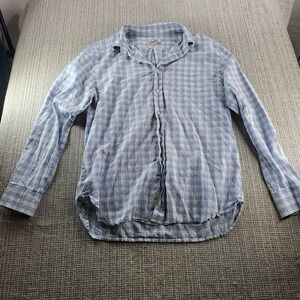 Grayers Shirt Mens Large Blue White Gingham Long Sleeve Button Front Casual